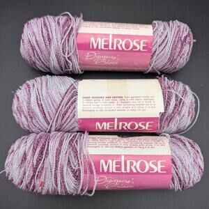 Melrose Yarn 3 Skeins 2 Ply 70% Wool 30% Rayon B Grey Print Made USA 2oz each